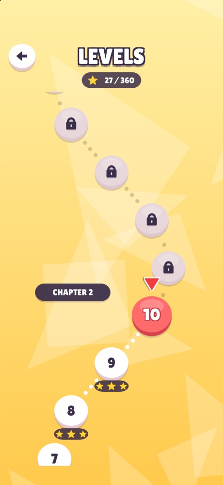 Level map showing completed levels with stars